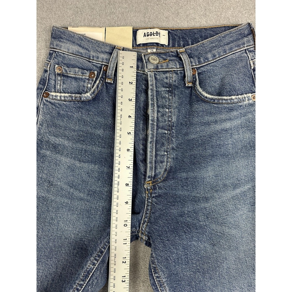 AGOLDE Nico Jeans Womens 24 Blue Medium Wash High Rise Skinny Button Fly NWT - Picture 8 of 13